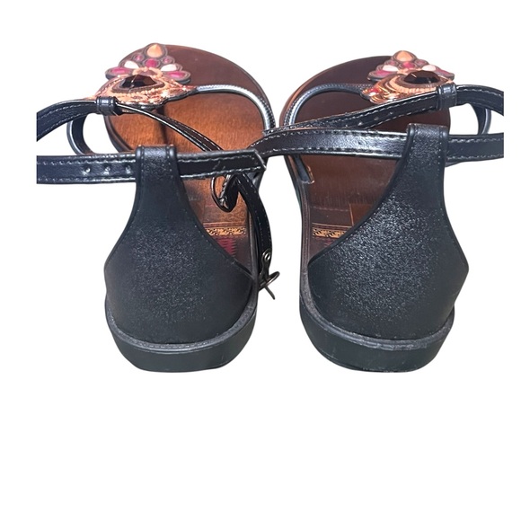 Embellished Gypsy Black and brown gladiator Sandals size 9 boho sandals - Picture 3 of 5